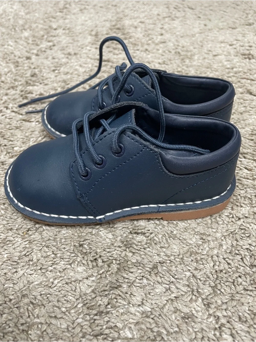 L'Amour Tyler Leather Lace-Up Shoe, Navy, Toddler Size 8, EUC